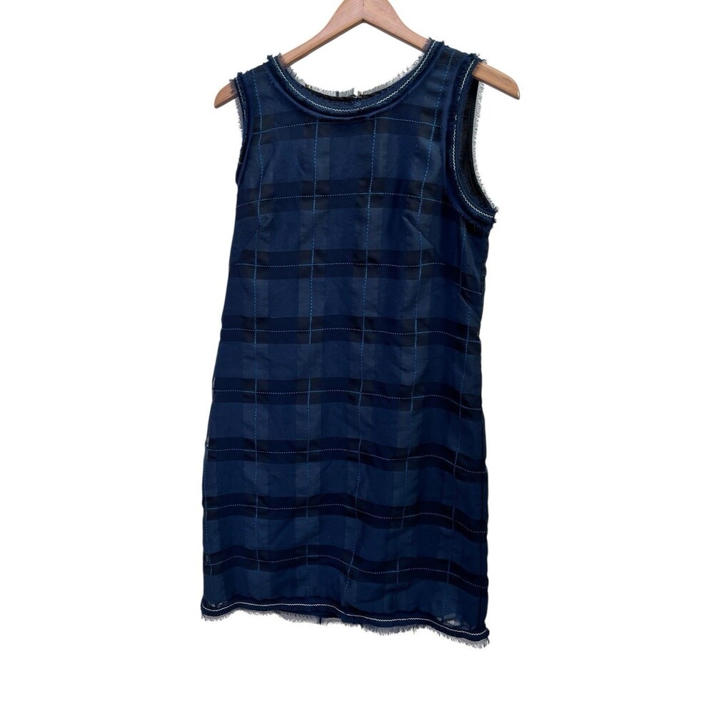 Sara Campbell Classic Blue Black Sleeveless Dress Sz 10 Plaid Gatsby Old Money
